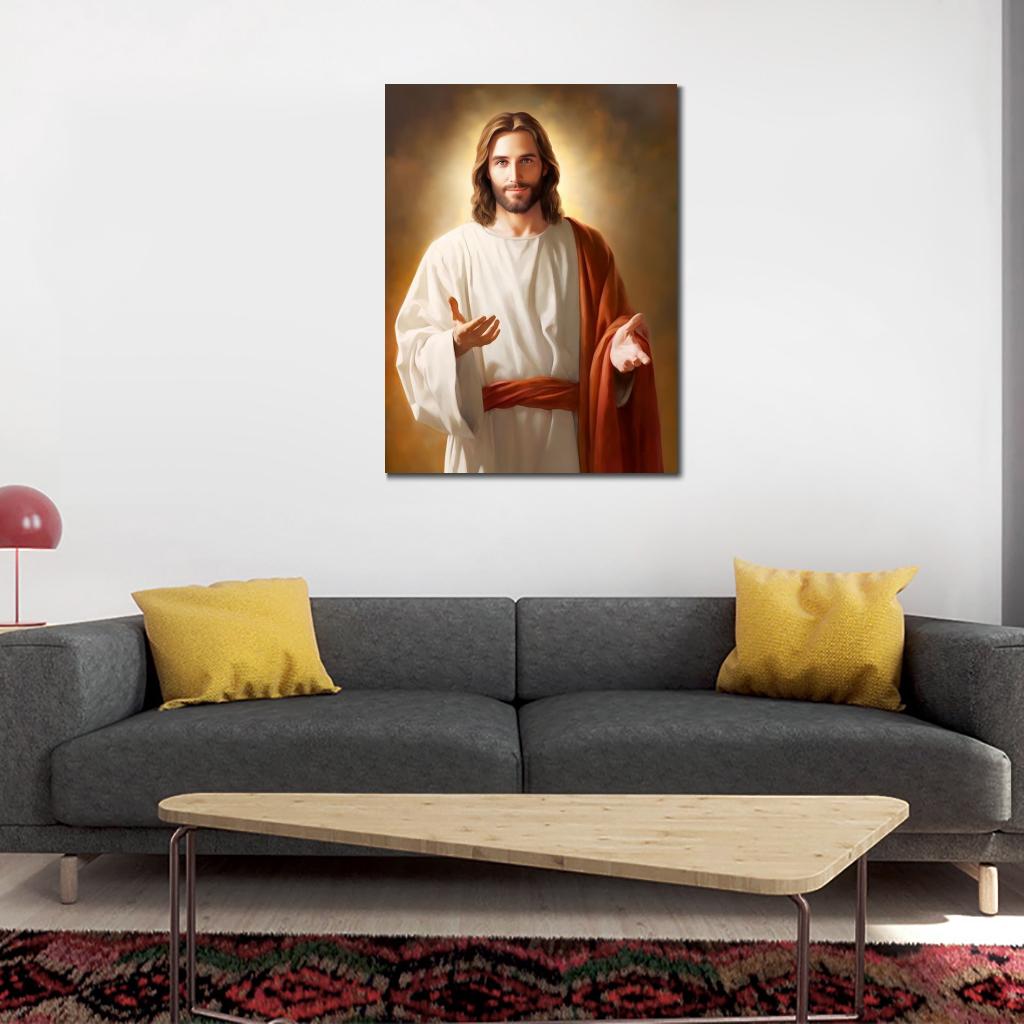 Modernt konstporträtt Oilmålningar Jesus Kristus Handgjorda Vackra kristna målningar Canvas Artwork vardagsrum Väggdekor