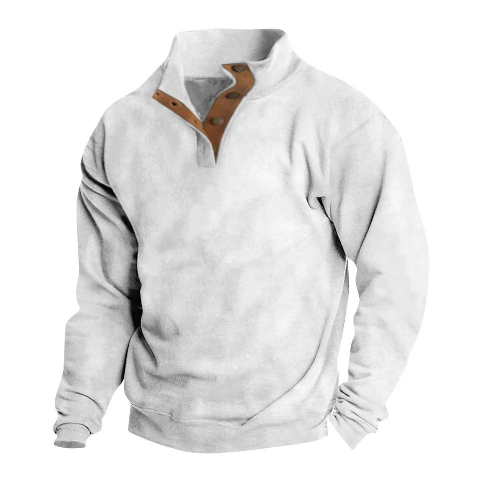 Chemises décontractées pour hommes Autumn hiver nouvel homme en tricot en tricot collier Collier Couleur solide à manches longues à la mode