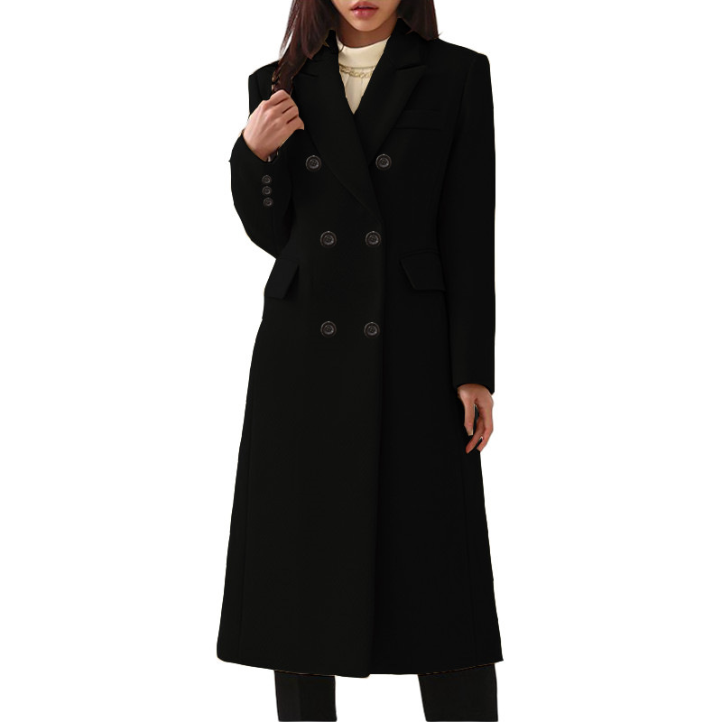 Trench da lavoro casual di design oversize primavera autunno tweed doppio petto misto lana moda capispalla da donna giacca a vento trench da donna di media lunghezza