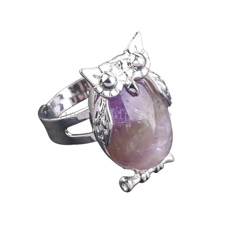 Ring in Eulenform im Südafrika-Stil, mehrere Stile, Tierthema, natürlicher Heilkristall, Jahrestagsgeschenk für Freunde und Familie