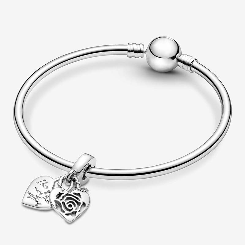 Rose Heart Padlock Dangle Charm Pandoras 925 Sterling Silver Luxury Charm Set Armband Making Charms Designer Halsband Pendant Original Box Factory Wholesale