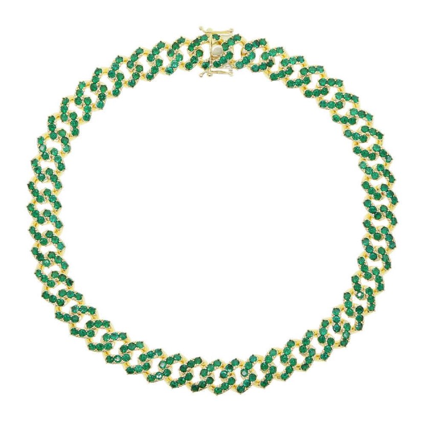 Fashion 5a Cyrcon okrągły kryształ cZ utwardzony tenis kubański naszyjnik dla kobiet samice zielony kolor cZ Hip Hop biżuterii prezenty x0509204c