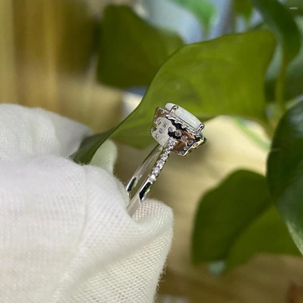 Anelli a grappolo che vendono delicato anello in argento sterling 925 con opale bianco le donne, fidanzamento, festa di nozze, regalo2807