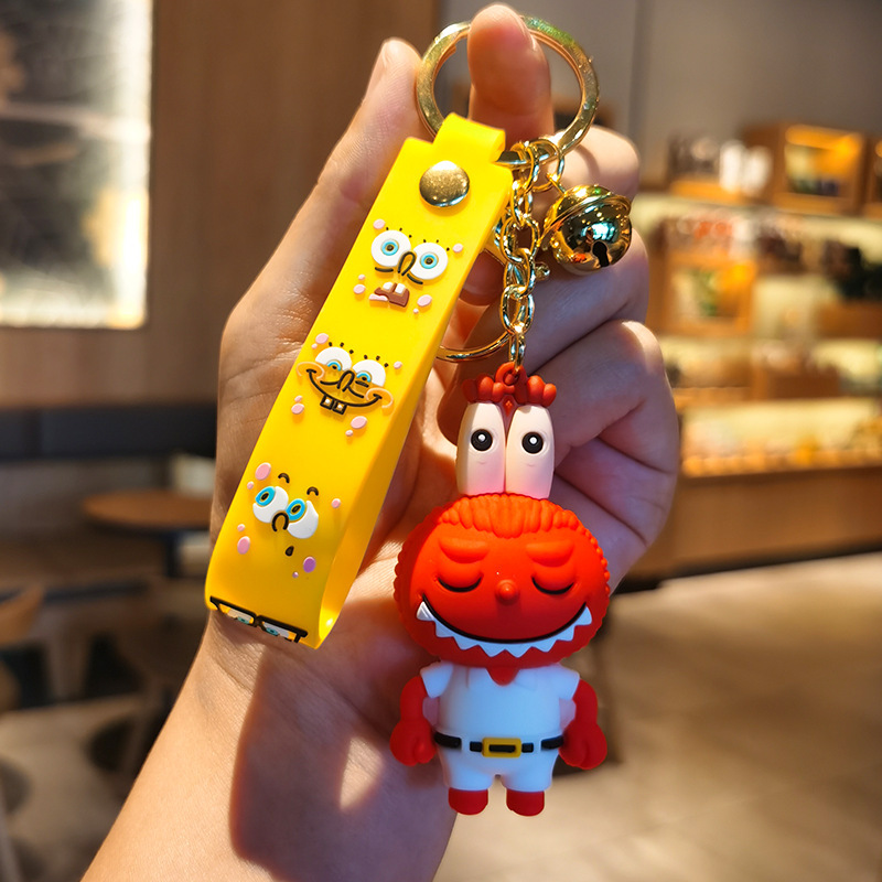 Cartoon cute pirate sponge, baby pie big starfish couple keychain doll pendant keychain Christmas gift