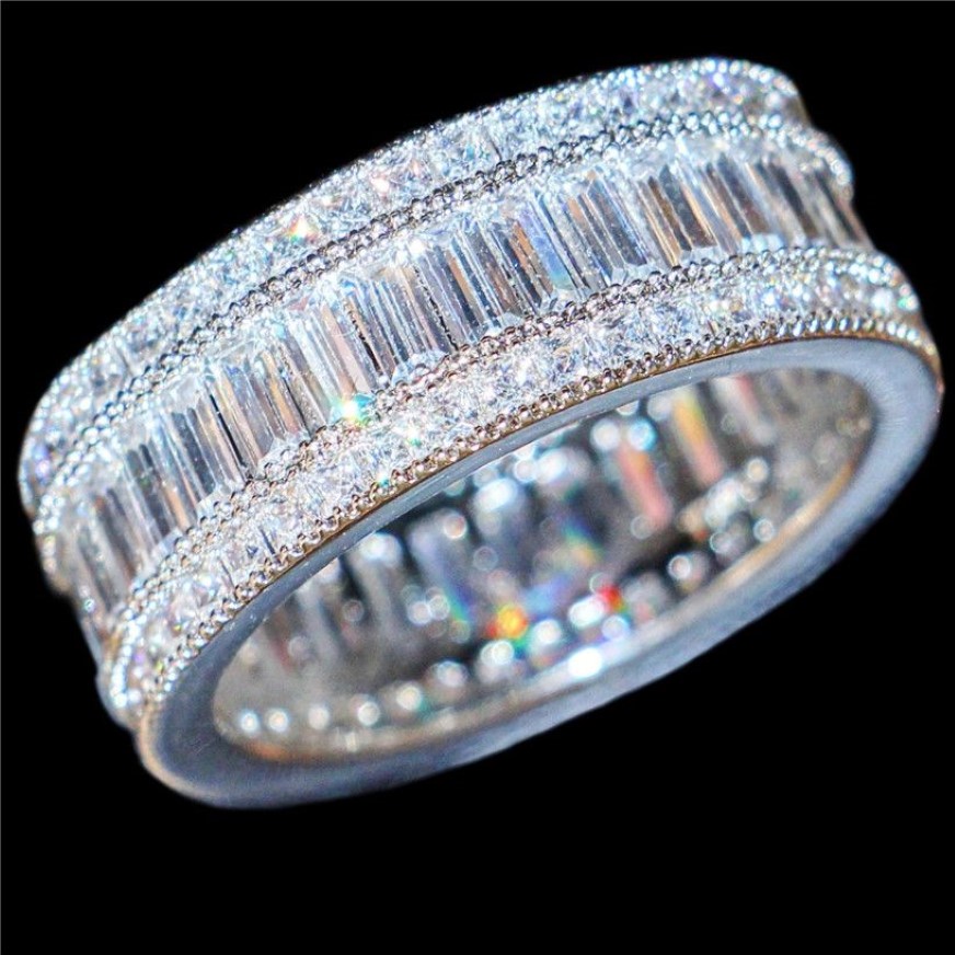 Luksusowe 10 -KT Białe złoto wypełnione plac Pave Pełny symulowany diamentowy kamień kamieni szlachetnych pierścionka koktajlowa pierścionka