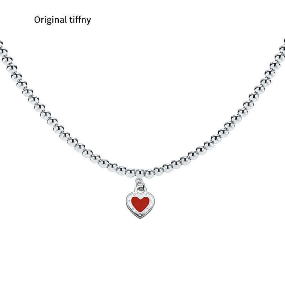 Designer Necklaces Beaded Classic Style 925 Silver Blue Red Pink Heart Pendant Necklace For Women Wedding Engagement With Box Y230298e