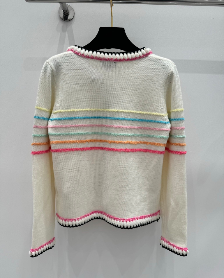 3001 2024 Runway Frühling Sommer Marke gleichen Stil Pullover Langarm Rundhalsausschnitt Mode Kleidung weiß rosa meiden