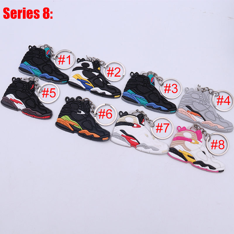 Mode Stereo Designer Schlüsselschiffe Designer Mini Silicone Sneaker Schlüsselbund Basketballschuhe Key Ringhalter Geschenk Keychains Handtasche Autos Schlüsselkette