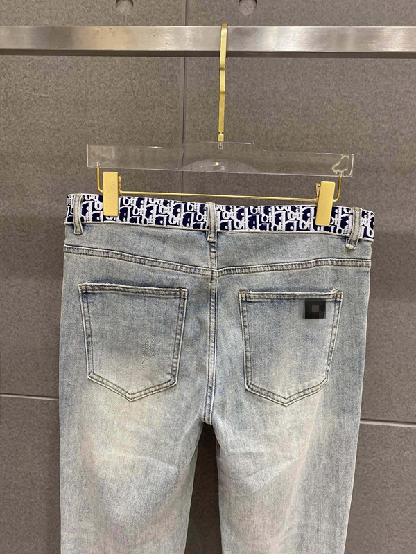 2024 primavera outono impressão zíper jeans masculino personagem impressão luz lavado listrado calças lápis longas wcnz006