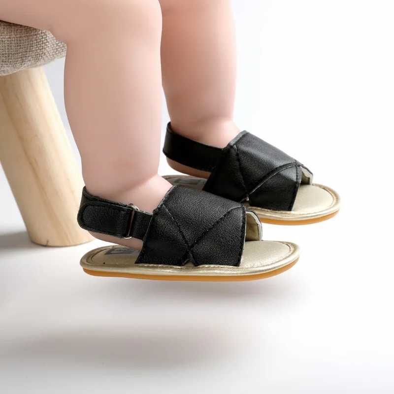 Sandaler Summer Baby Leathers Sandaler Leather Baby Boy Girl Toddler Shoes For 1 Year Newfödd Småbarn Sandaler Soft Bottom Flat Shoes 240329