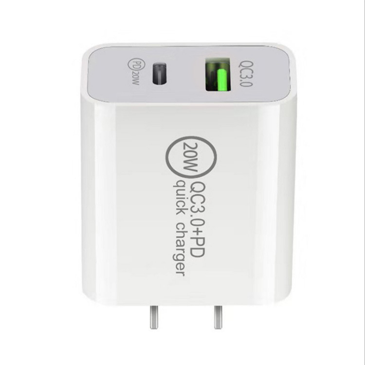 Resadapterväggladdare 20W PD 3.0 USB C till C Fast Power Plug -adapterkabel för iPhone Samsung Huawei Xiaomi US EU Plug vit färg 100 st/låda