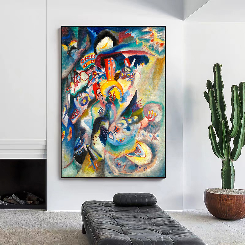 抽象グラフィティキャンバスペインティングハンドペイントウォールアートカラフルな抽象油絵キャンバスの青い壁アートリビングルームベッドルームの家の装飾フレームレス