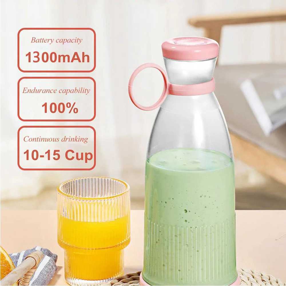 Presse-agrumes Mélangeur Rechargeable fabricant de jus de fruits frais bleu/rose USB bouteille de jus portable mini mélangeur électrique rapide smoothie machine à glaçons L2403