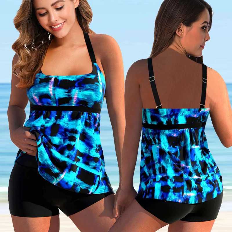 Dames Badmode 2022 Sexy Tankini Dames Zomer Tweedelige Luipaardprint Badpak Vrouwelijke Tie-geverfde Grote Maat Bikini Badmode Badpak T240328