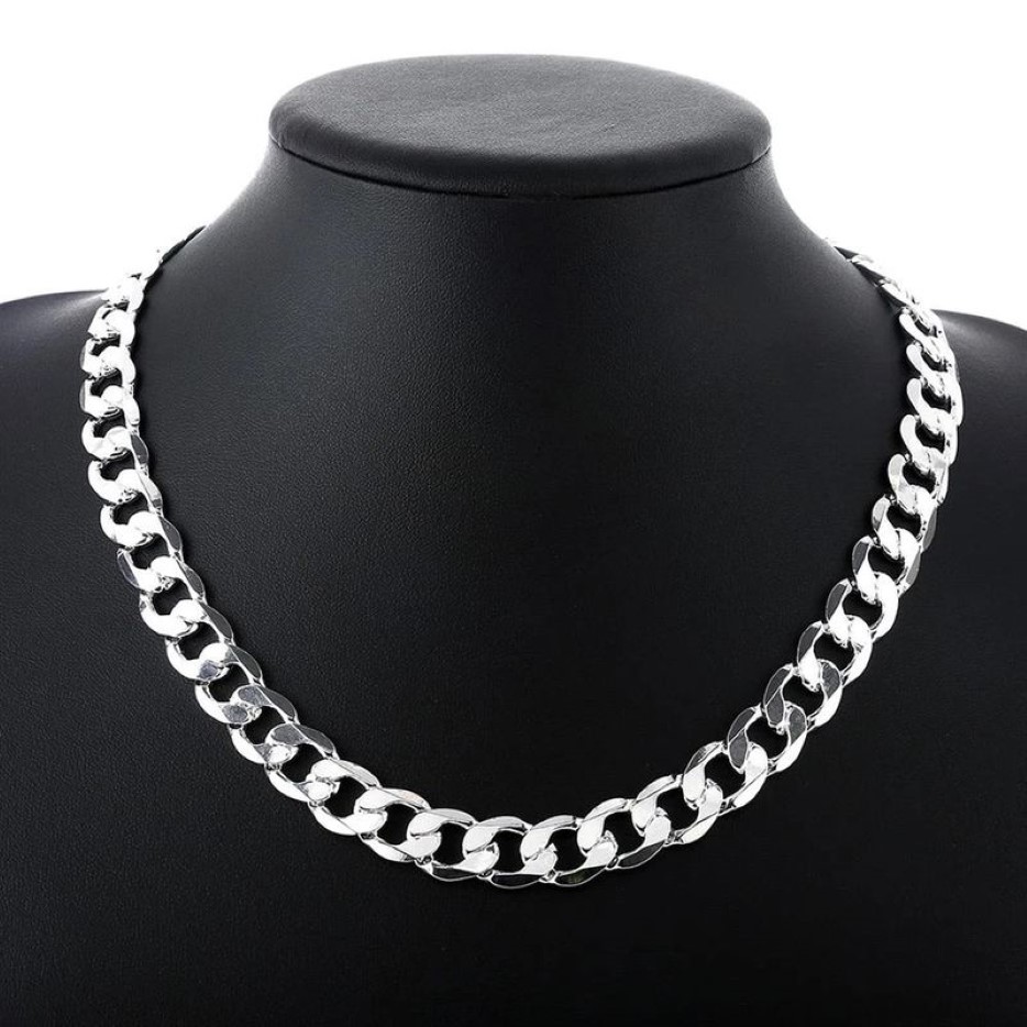 Speciale aanbieding 925 Sterling zilveren ketting voor mannen klassieke 12MM ketting 18 30 inch fijne modemerk sieraden feest huwelijkscadeau 2199f