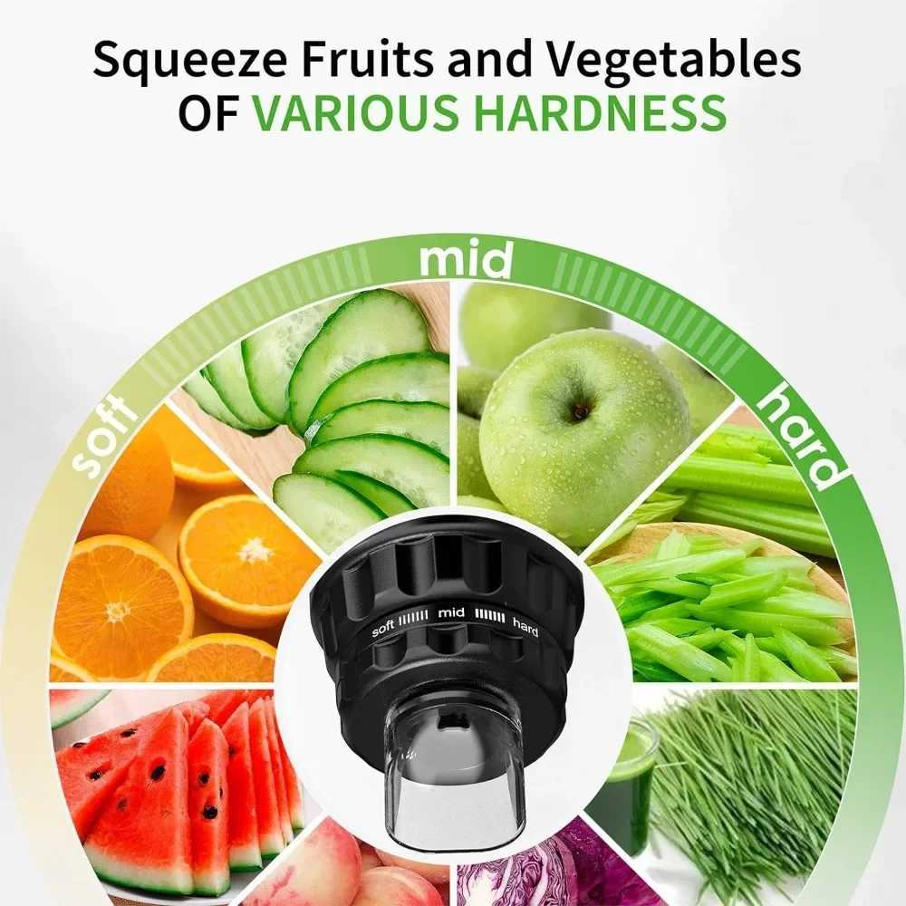 Juicers Cold Press Slow Juicer med 3 typer av grönsaks- och fruktjuicerekstraktorer fria från bisfenol en hög hårdhet långsam juicerl2403