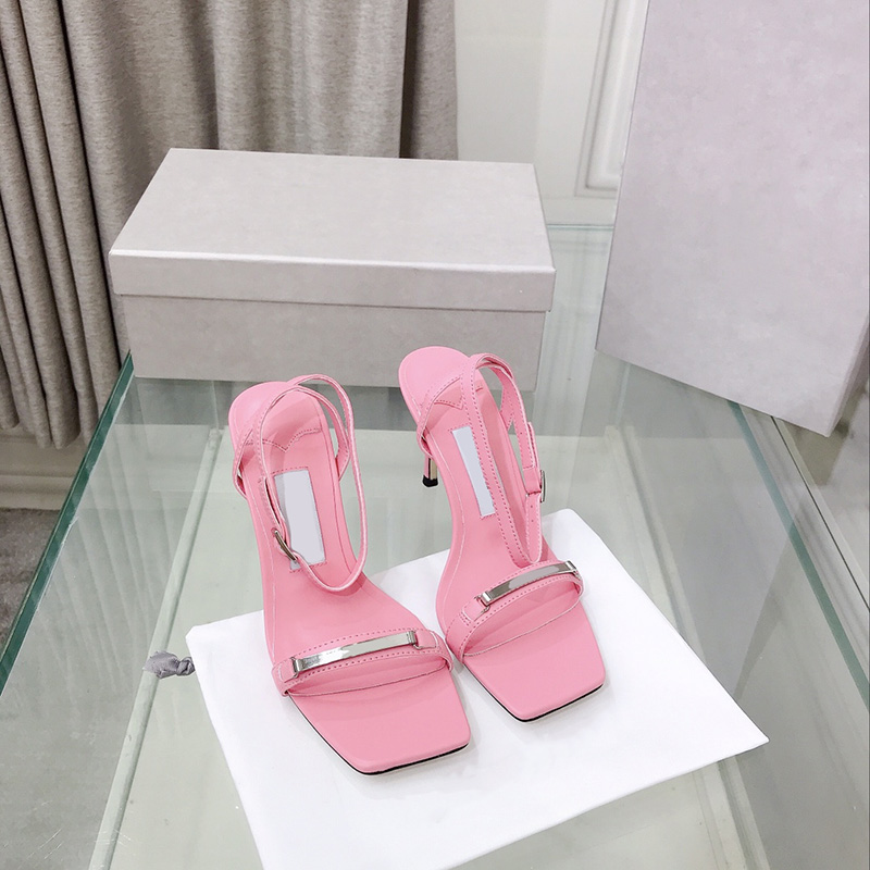 Summer Pink Sandals for Women Designer Shoes Genuine Leather Bottom 8.5cm Top Quality Lady Wedding Party Pumps with Box