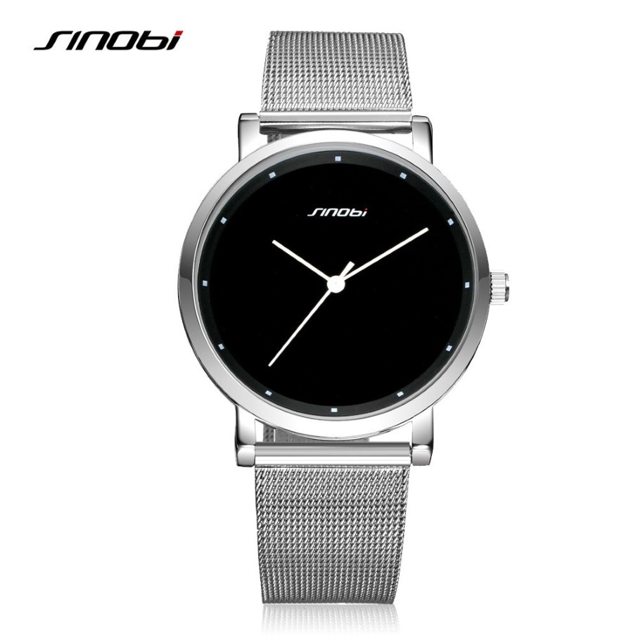 Sinobi Men handledsklockor mode enkel manlig geneva kvartsklocka rostfritt stål casual klocka svarta montres hommes släpp 248a