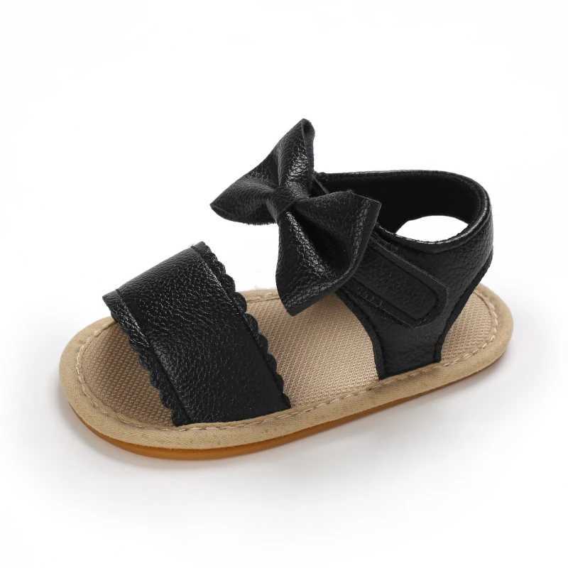 Sandálias 0-18m bebê bonito pré-escolar sandálias de verão preto princesa casual sola de borracha macia antiderrapante sapatos únicos meninas primeiro sapato de caminhada 240329