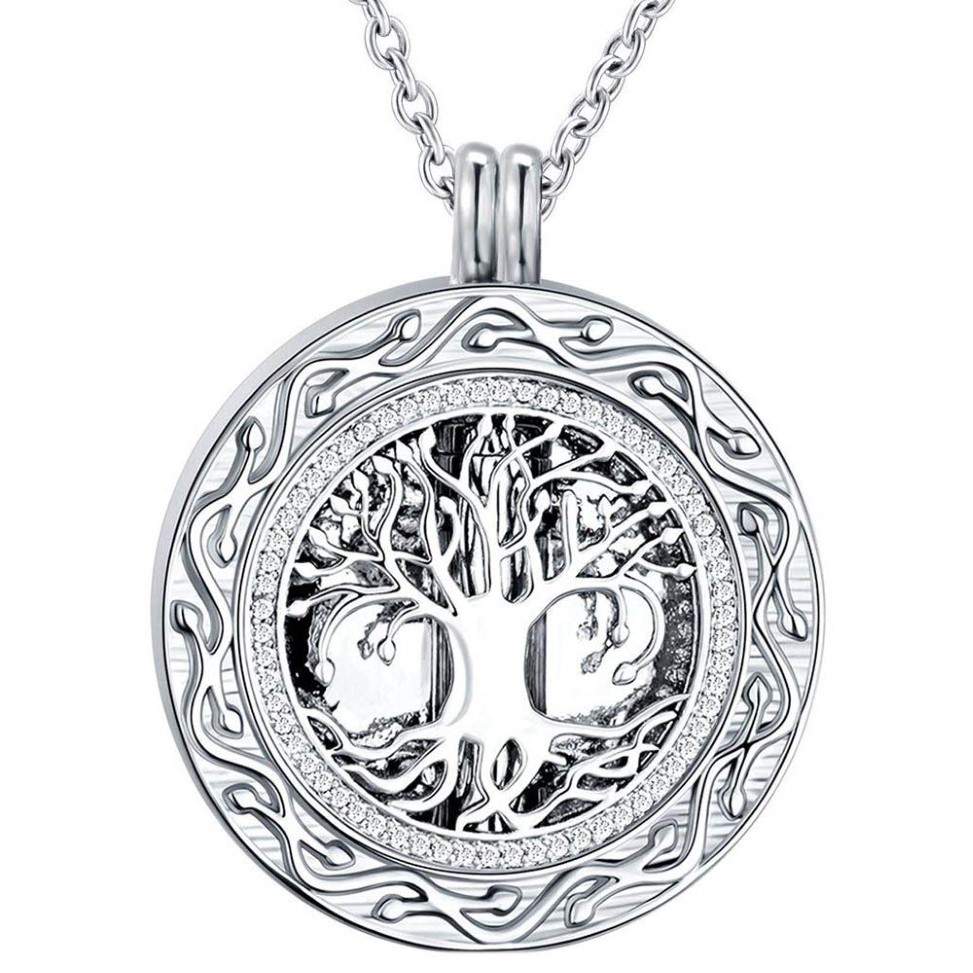 Levensboom Ronde Crematie Urn Ketting - Crematie Sieraden As Memorial Keepsake Hanger - Trechter Kit Inbegrepen262L