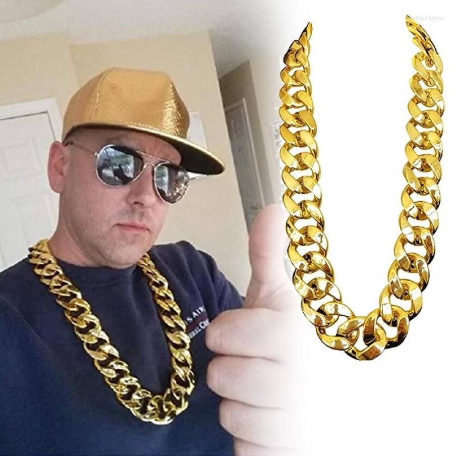 Cadenas Cadena de cuello de oro gigante Imitación Hip Hop Collar Rapero Exagerado Vestido de lujo Rendimiento personalizado Prop R7RF267a