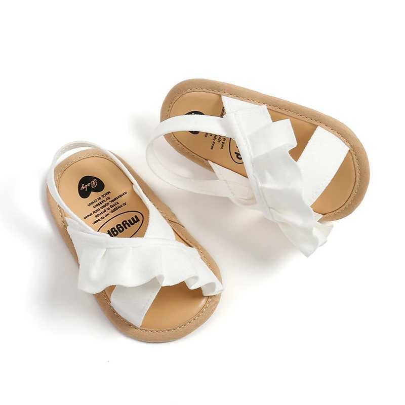 Sandals Baby Girl Summer Sandals Cute Ruffle Flats Non-Slip Soft Sole Infant First Walkers 240329