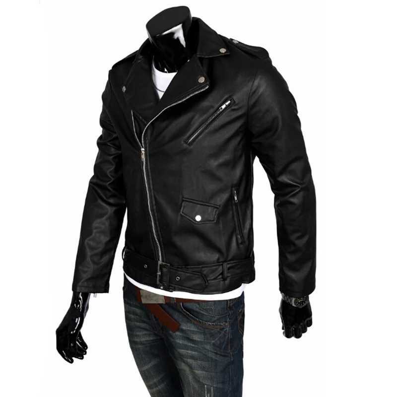 Herrläder faux läder den vandrande döda negan cosplay jacka punk män pu läderjacka motorcykel mode smal fit läderrock 240330