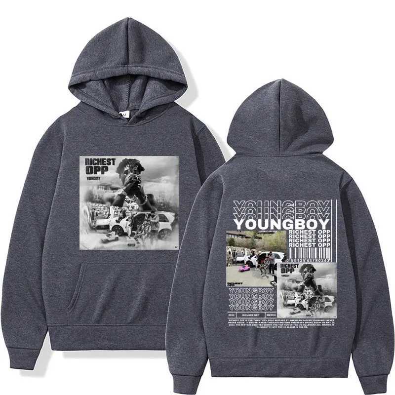 Sudaderas con capucha para hombre Sudaderas Cantante de rap YoungBoy 2023 Nuevo álbum Sudadera con capucha gráfica Moda hiphop para hombre Camisa deportiva retro Sudadera con capucha gótica súper Dalian informal para hombre unisexL240