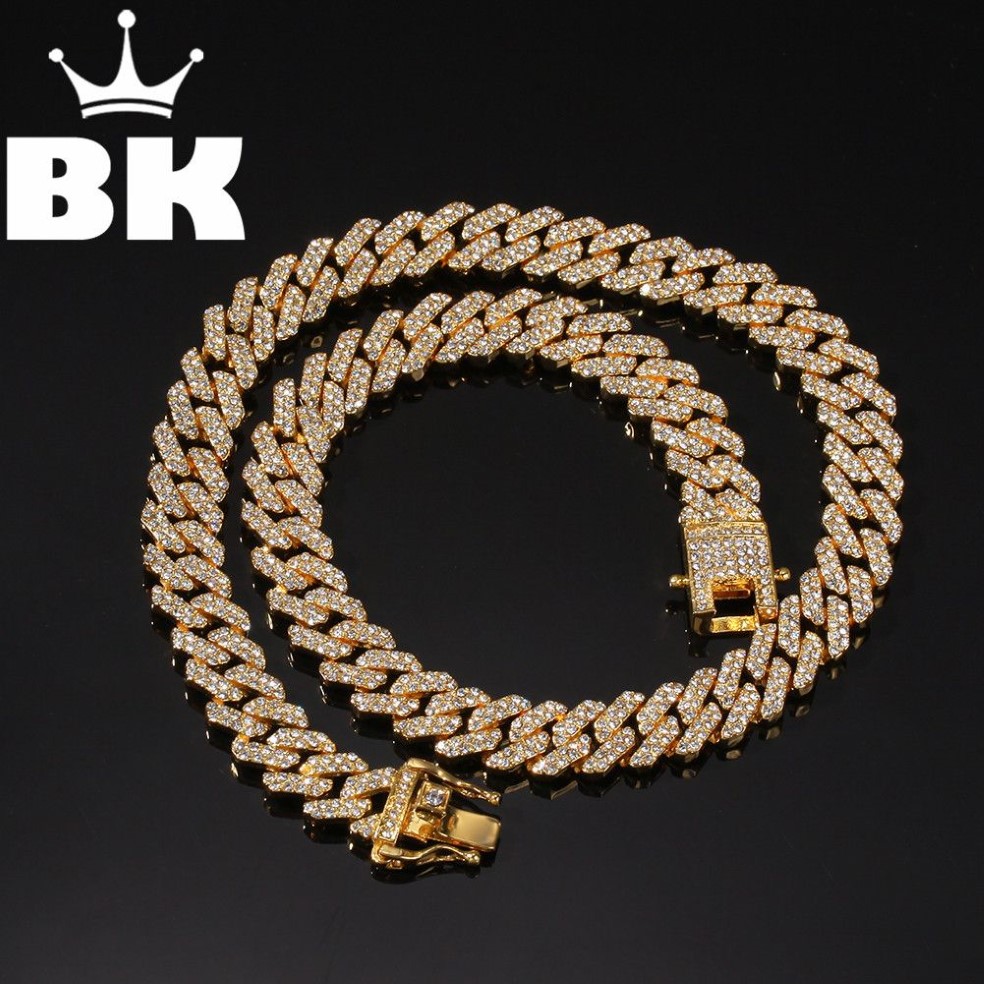 Nova cor 12mm 2 linhas cubana link chains colar moda hiphop jóias strass gelado para fora colares para homem t200824224v