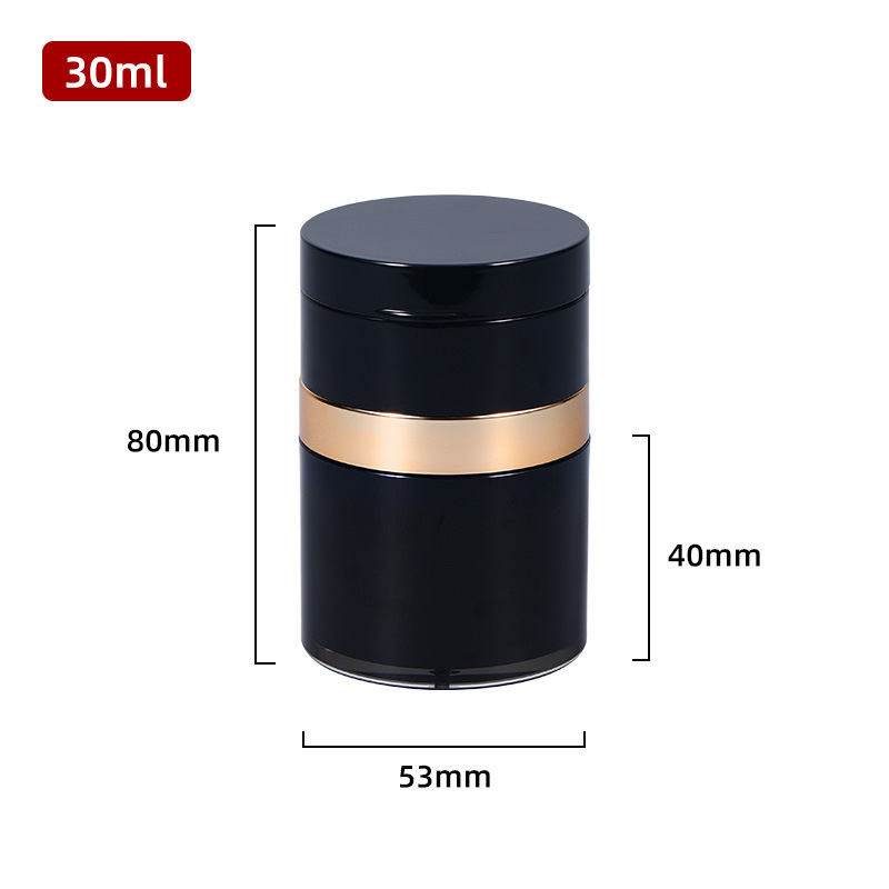 Barattolo con pompa airless nero da 30 ml Barattolo di crema ricaricabile Bottiglia sottovuoto da viaggio Contenitore vuoto con specchio crema e lozione