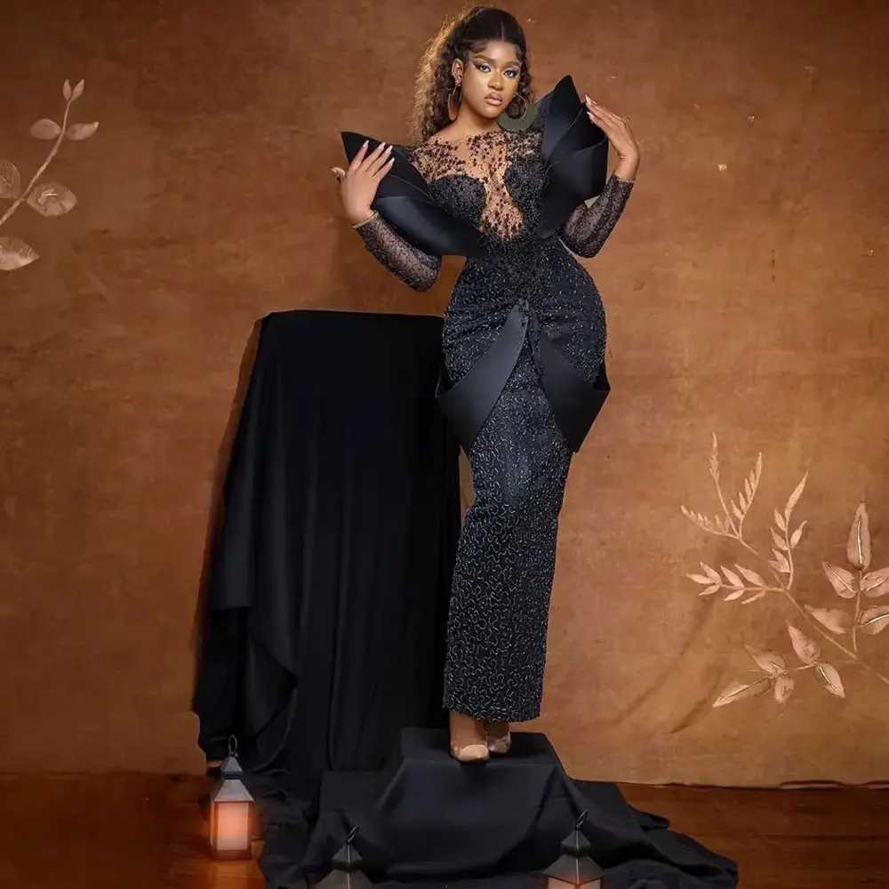 Urban Sexy Dresses 2024 African Evening For Women Mermaid Black Lace Prom Gowns Off Shoulder Aso Ebi Wedding Dress Robes De Soire YQ240329