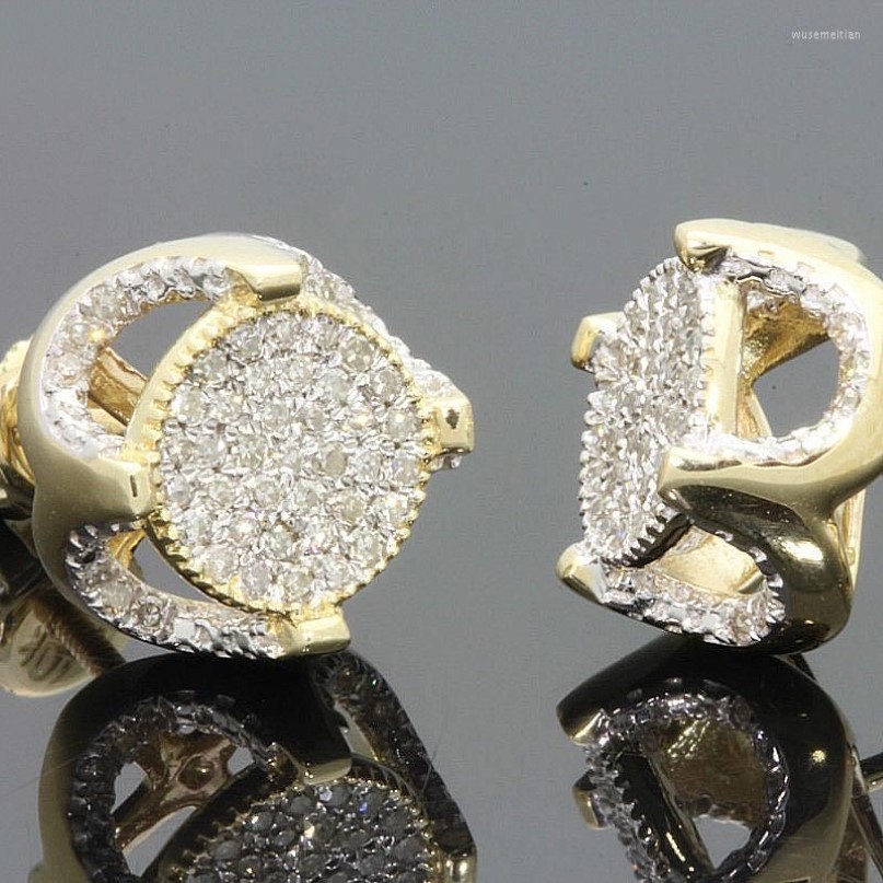 Stud Earrings Gold Color Iced Out Square Bling Earring Men Hip Hop Luxury Rhinestone Geometry For Women Jewelry Z3M130270s