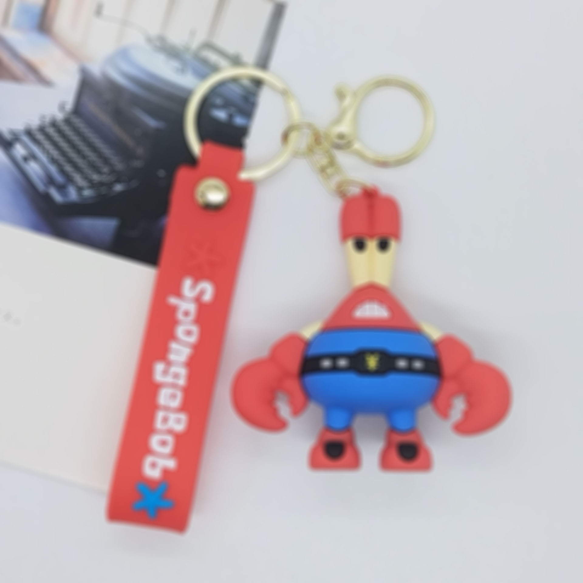 Ny Muscle Pi Big Hai Star Doll Keychain Silicone Pan Crab Boss BOS PAGE Pendant Creative Sponge, Baby Keychain