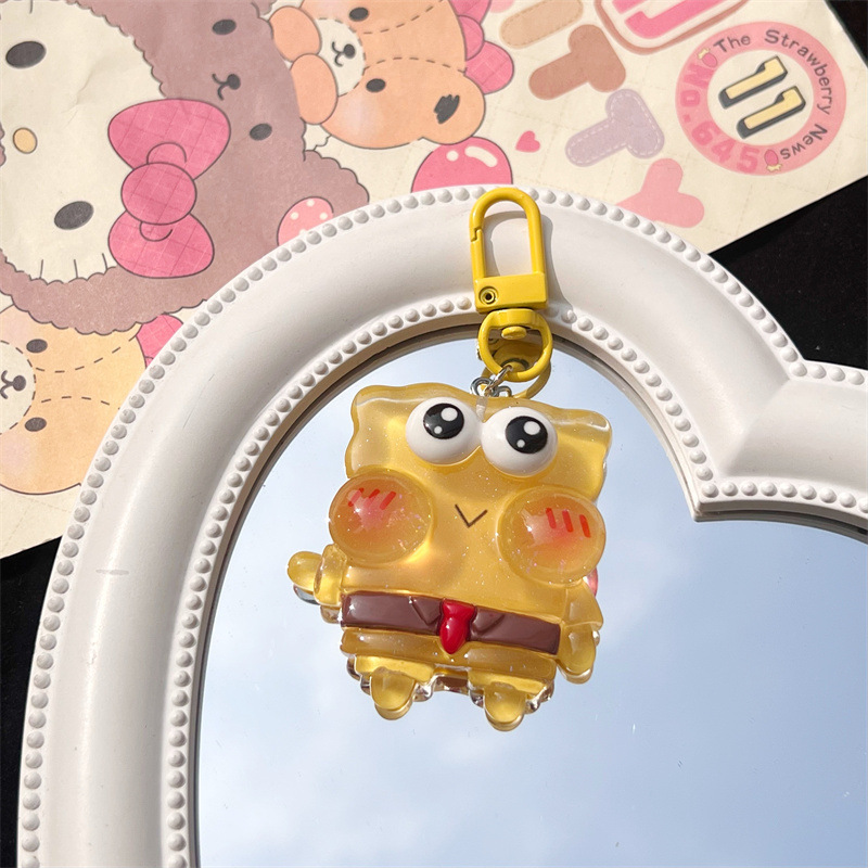 Nightglow sponge, baby keychain pendant, cartoon doll, cute doll, playmate, backpack accessory, mobile phone chain pendant