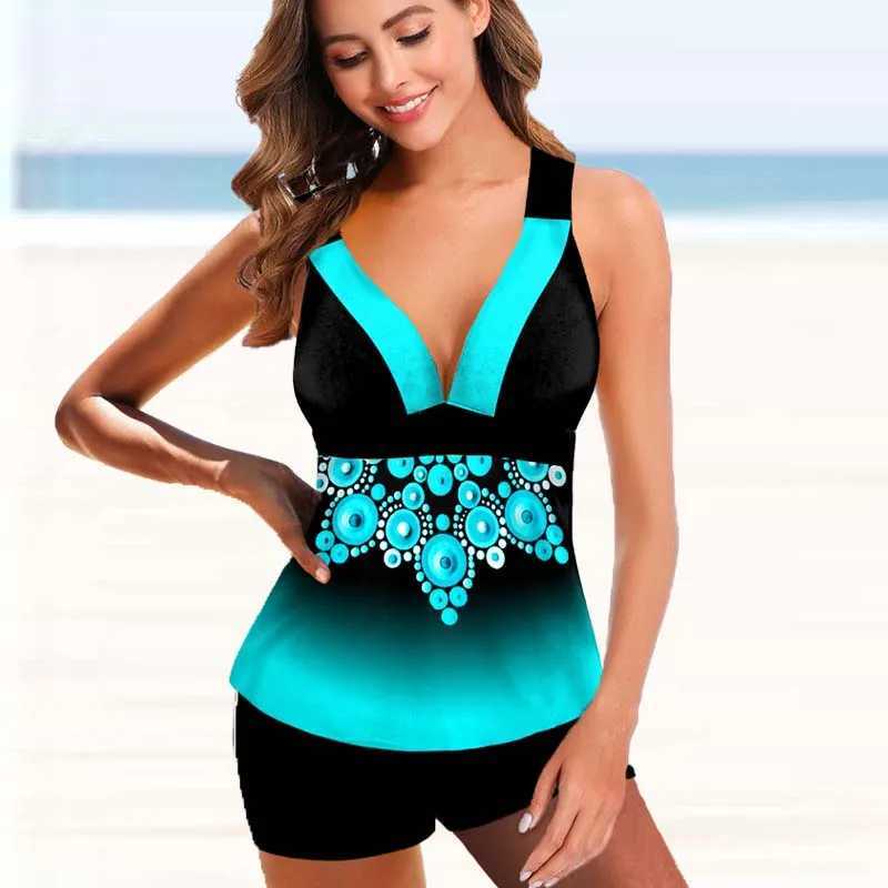 Traje de baño para mujer Nuevo estampado floral Talle alto Tallas grandes Tankini Conjuntos Traje de baño para mujer Tanque sexy Traje de baño de dos piezas 2022 Traje de baño de playa T240328