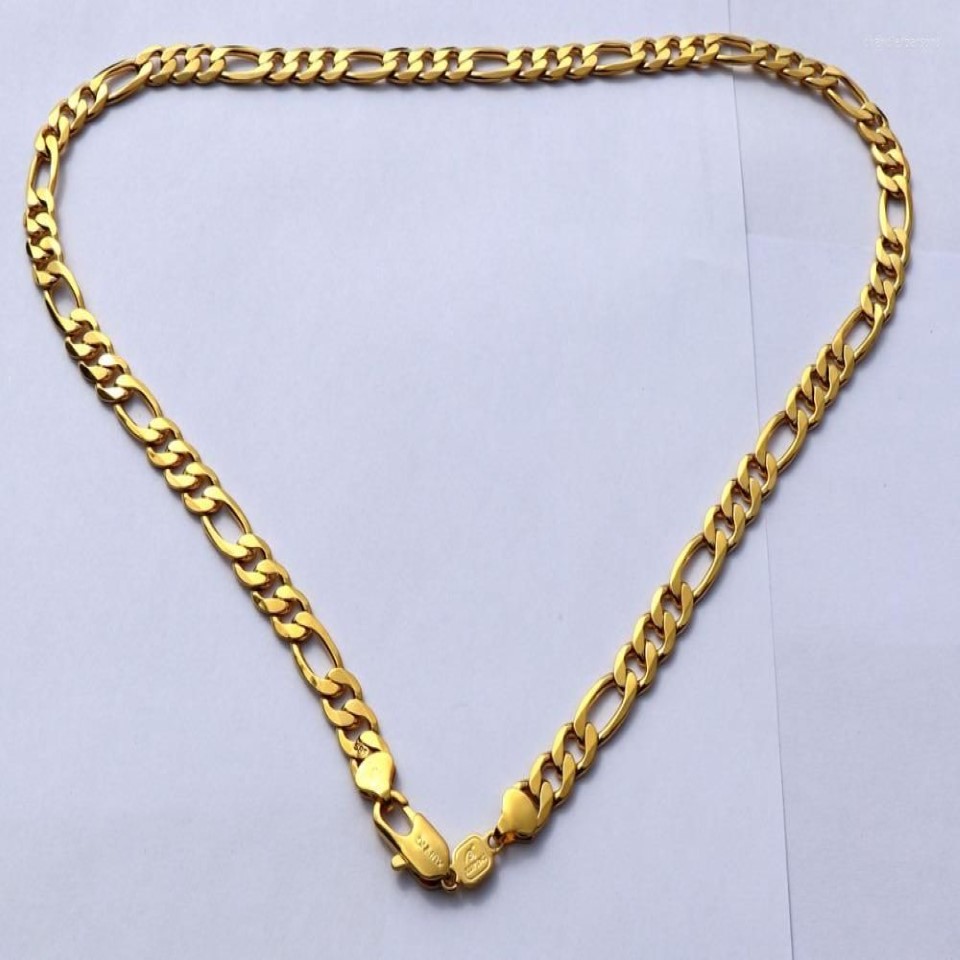 Hanger kettingen massief Stamep 585 gestempeld geel fijn goud G F Figaro ketting link ketting lengtes 8 mm Italiaans 24 Inch261e