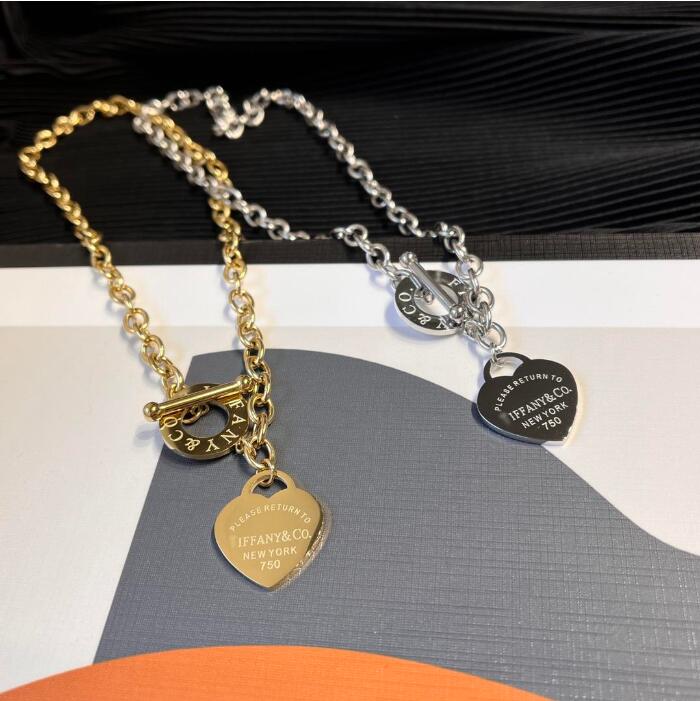 Designer Luxe mode hart liefde ketting ketting koker Cubaanse ketting 925 verzilverde 18k vergulde roestvrijstalen letters kettingen voor vrouwen sieradencadeau