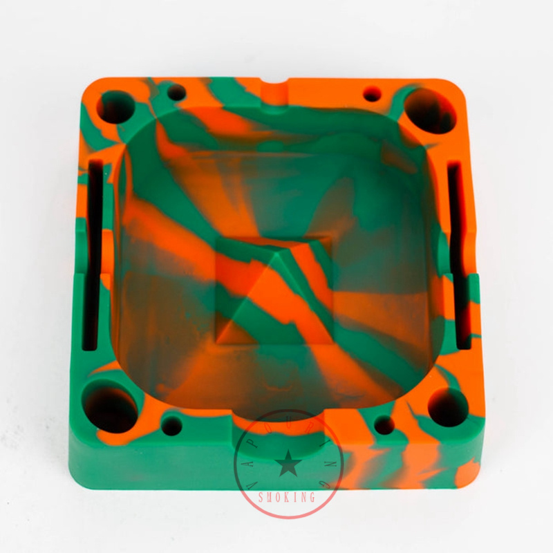 Fumatori colorati in silicone stile quadrato posacenere da tavolo punte di sigarette di tabacco supporto Bong olio rig Dabber contenitore portatile portasigari staffa posacenere DHL