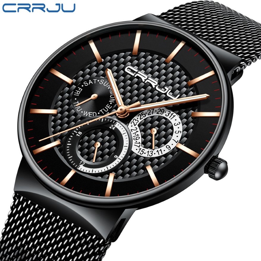 Montres hommes CRRJU luxe célèbre haut marque hommes mode tenue décontractée montre militaire Quartz montres Relogio Masculino Saa253K