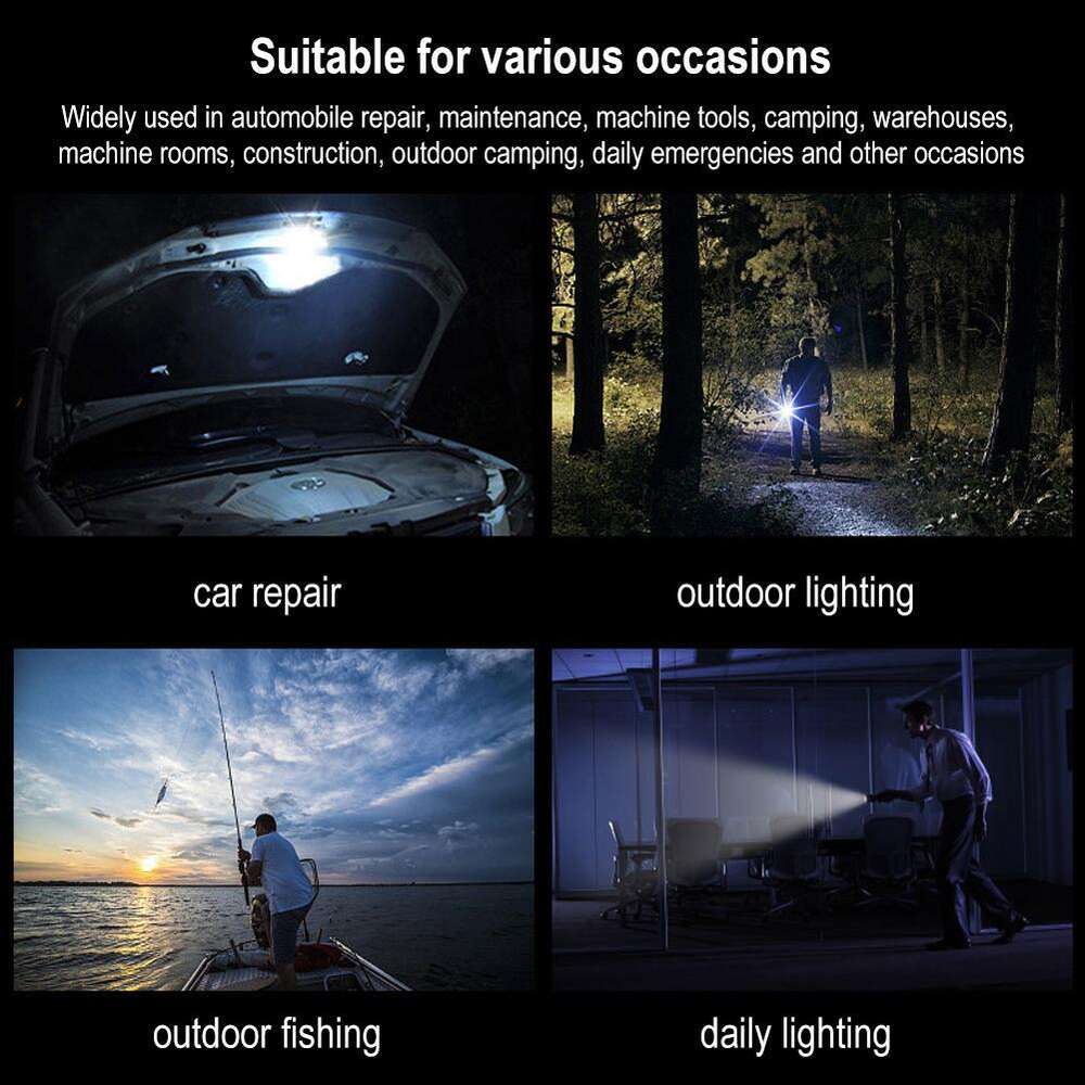 New 3 Eye Portable Strong Light Outdoor Waterproof Multi Functional Magnetic Absorber With Cap Clip Charging Flashlight