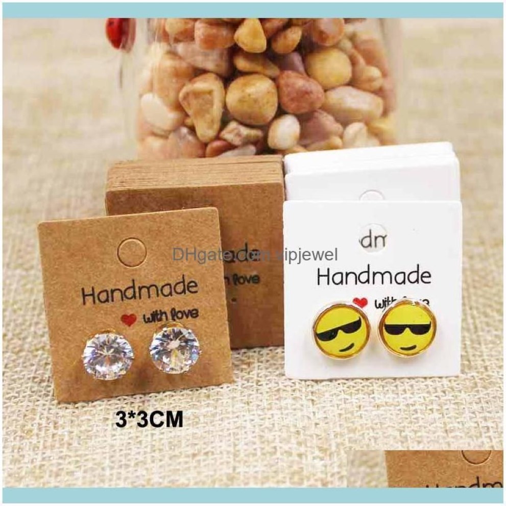 food Tray Packaging & Jewelrydiy White Brown Handmade Stud Cute Square Jewelry Packing Display Earring Package Card Lot246O