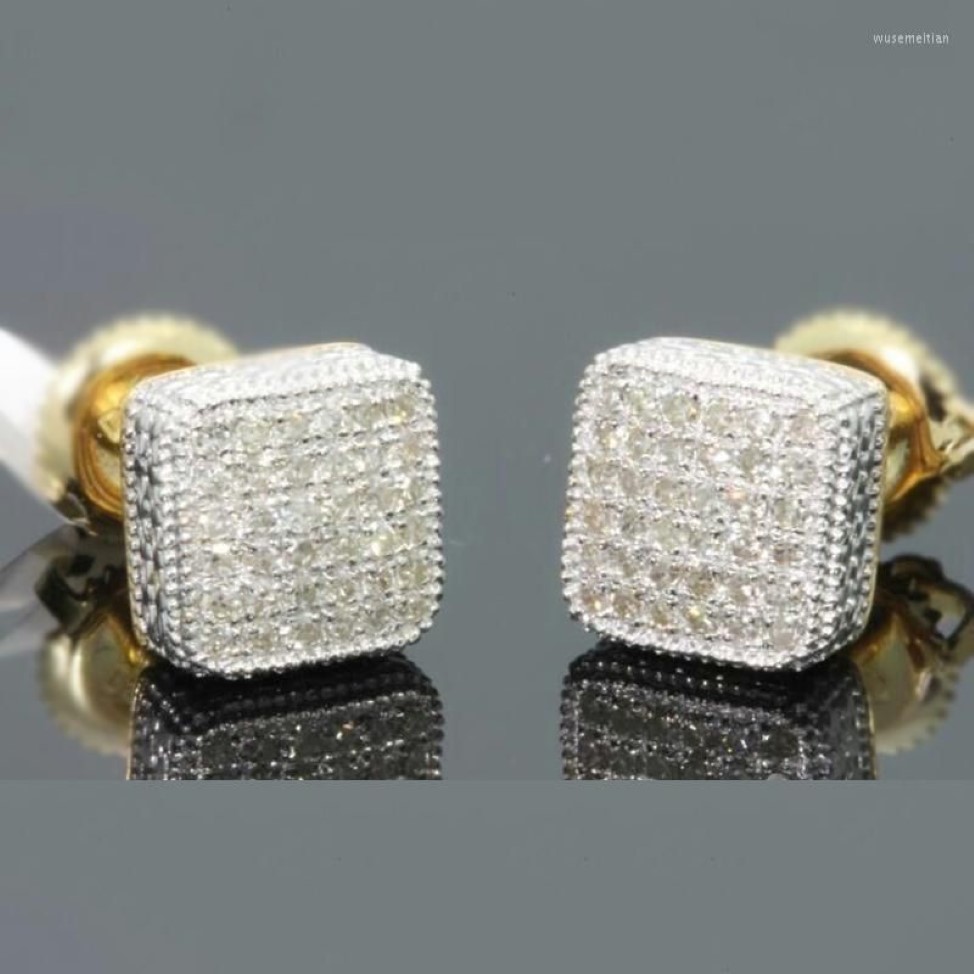 Ohrstecker Gold Farbe Iced Out Square Bling Ohrring Männer Hip Hop Luxus Strass Geometrie Für Frauen Schmuck Z3M130270s