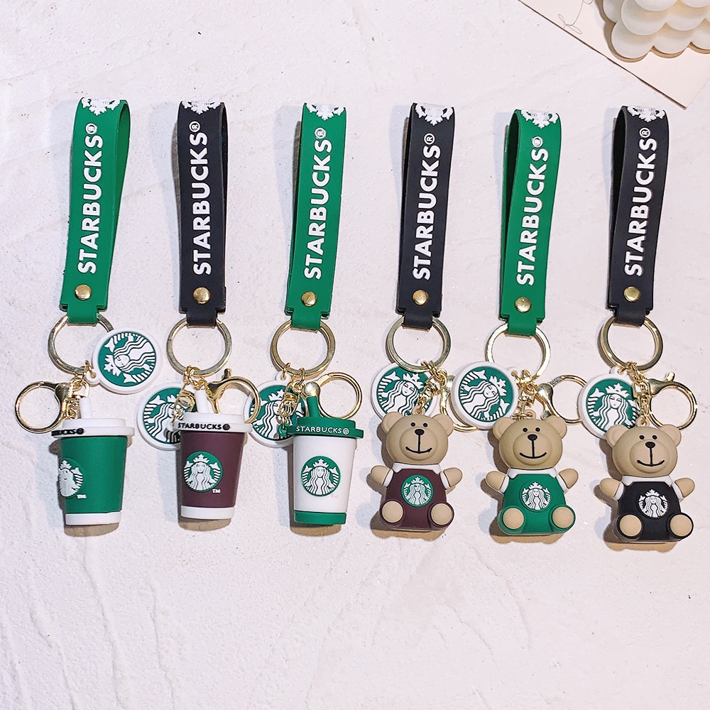 Designer key chain woman Luxury keychain accessories Starbucks Milk tea Cup Key chain rings Cartoon car pendant Action figure accessories Cute bag keychain