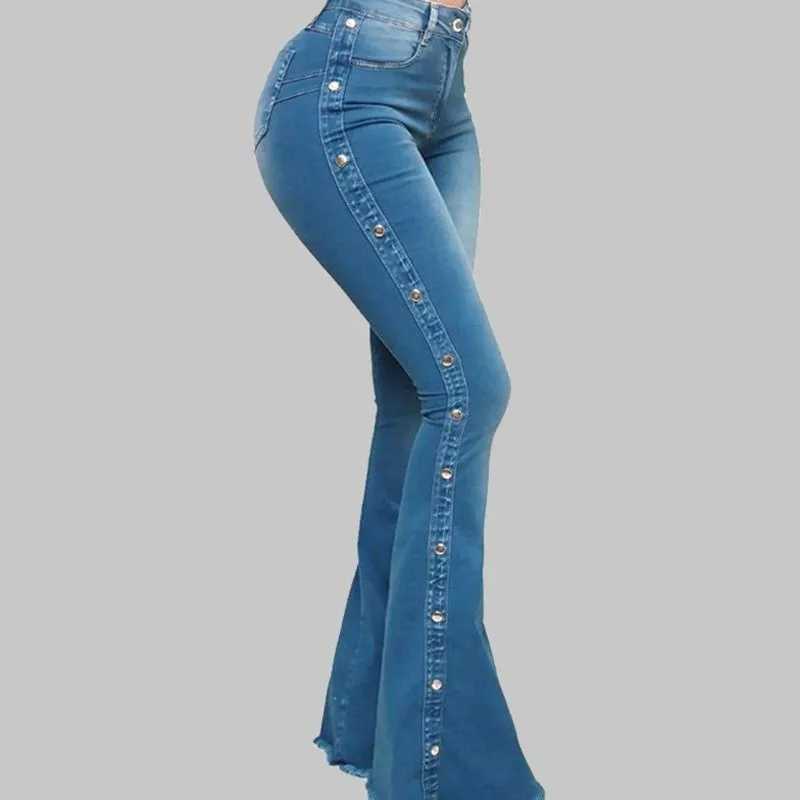 Calças de brim femininas 2023 outono nova cintura alta estiramento flare jeans para mulheres moda magro butt lift denim boot corte calças casuais calças finas S-5XL 24328