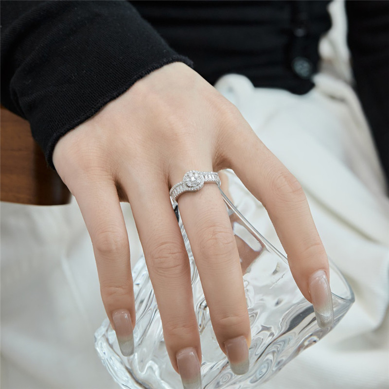 Luxo casamento casamento anéis de diamante para mulheres 925 prata esterlina rosa designer anel mulher casamento 5a zircônia jóias casual roupa diária caixa de presente de viagem tamanho 56-9