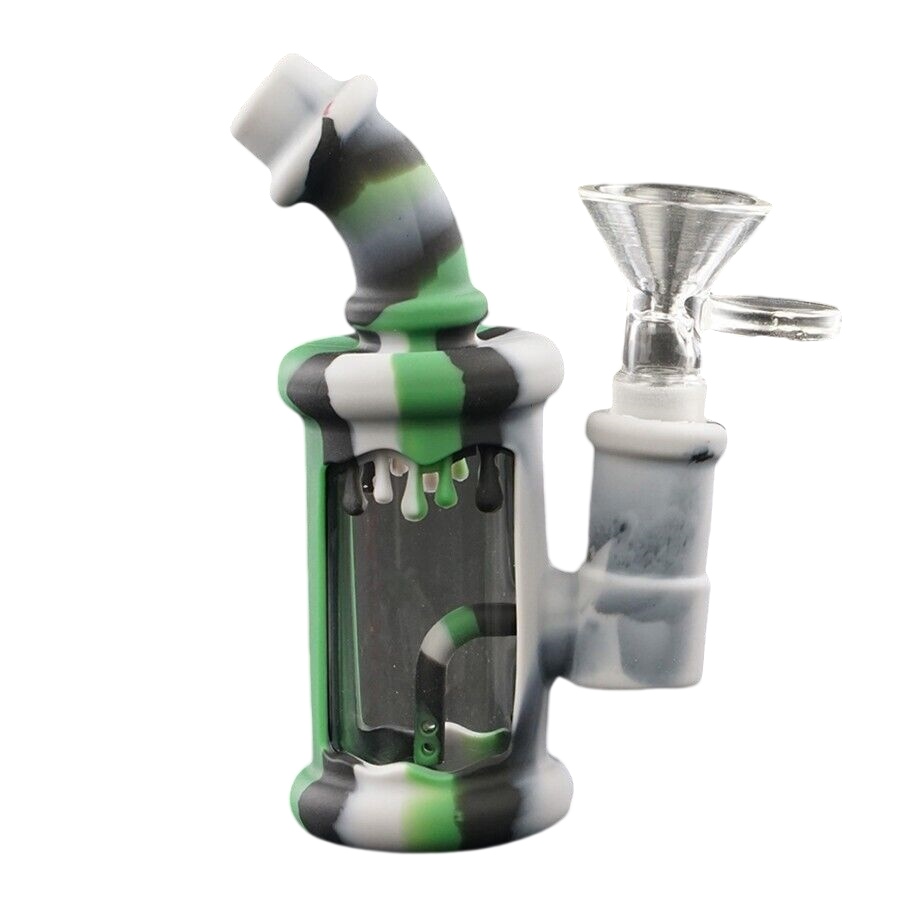 4,5-Zoll-Hukahn-Silikon-Bong-Wasserpfeifen Unzerbrechliche Mini-Silikon-Ölplattformen Bubbler-Bongs mit Glasschüssel