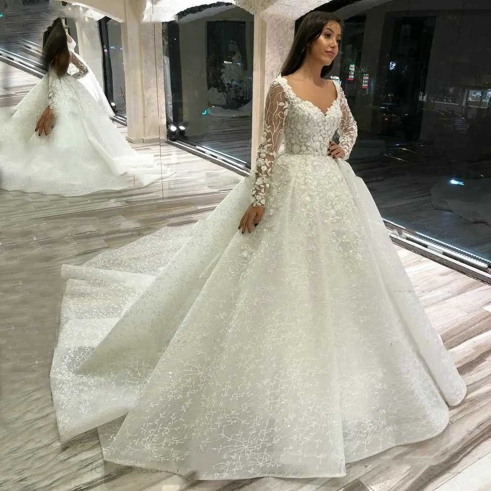 Urban Sexy Dresses Luxury Lace Wedding Long Sleeves 2023 Robe de Mariage Pärled Appliqued Ball Gown Bridal Arabian Vestido Noiva YQ240329