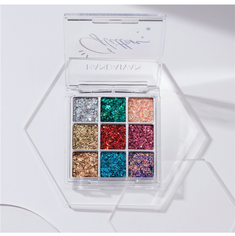 Handaiyan 9 couleurs paillettes fard à paupières Palette maquillage poudre illuminateur éclaircir Contour correcteur miroitant fard à paupières Palette ensemble