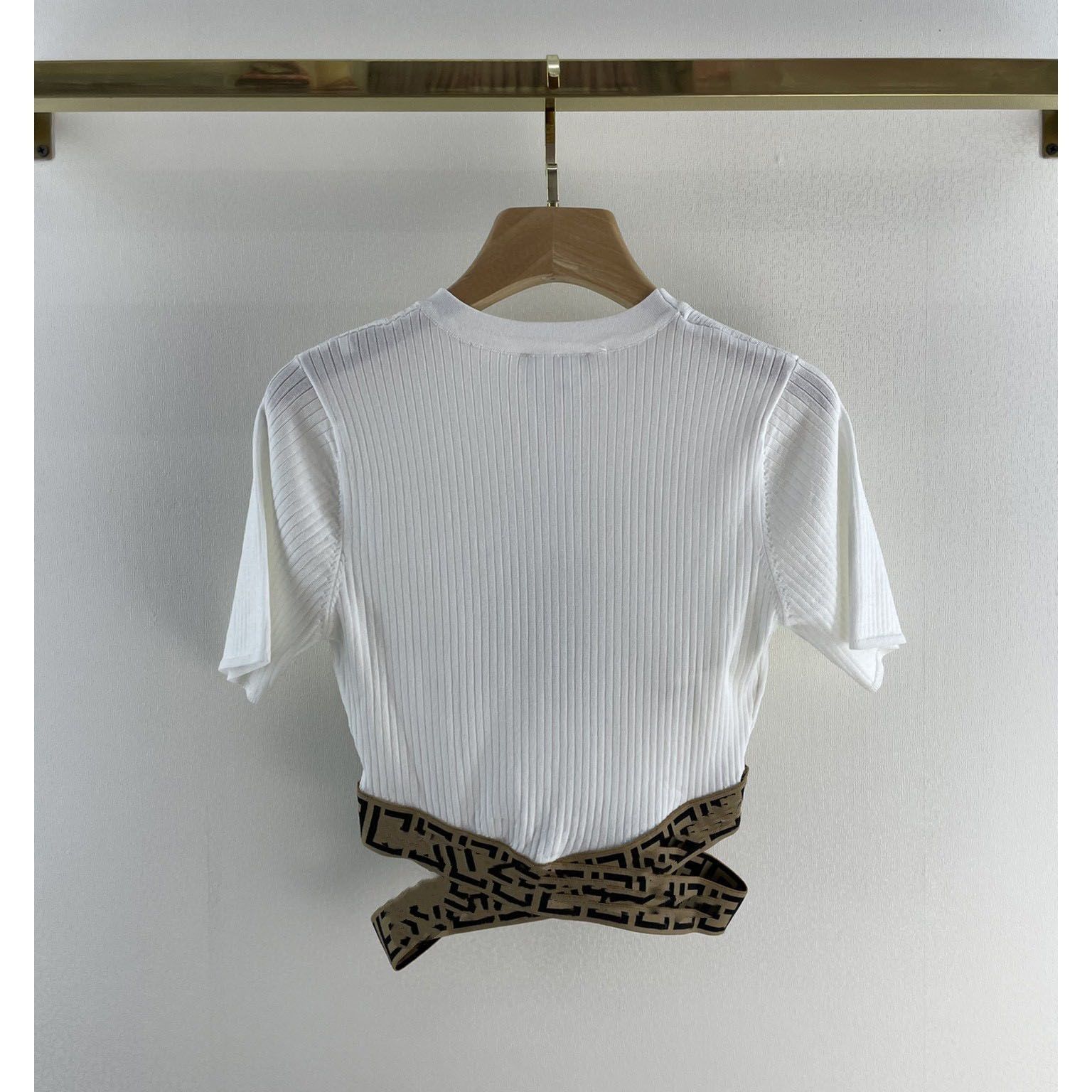 Novo design feminino o-pescoço carta impressão cruz bandagem sexy cintura alta curto de malha camisetas