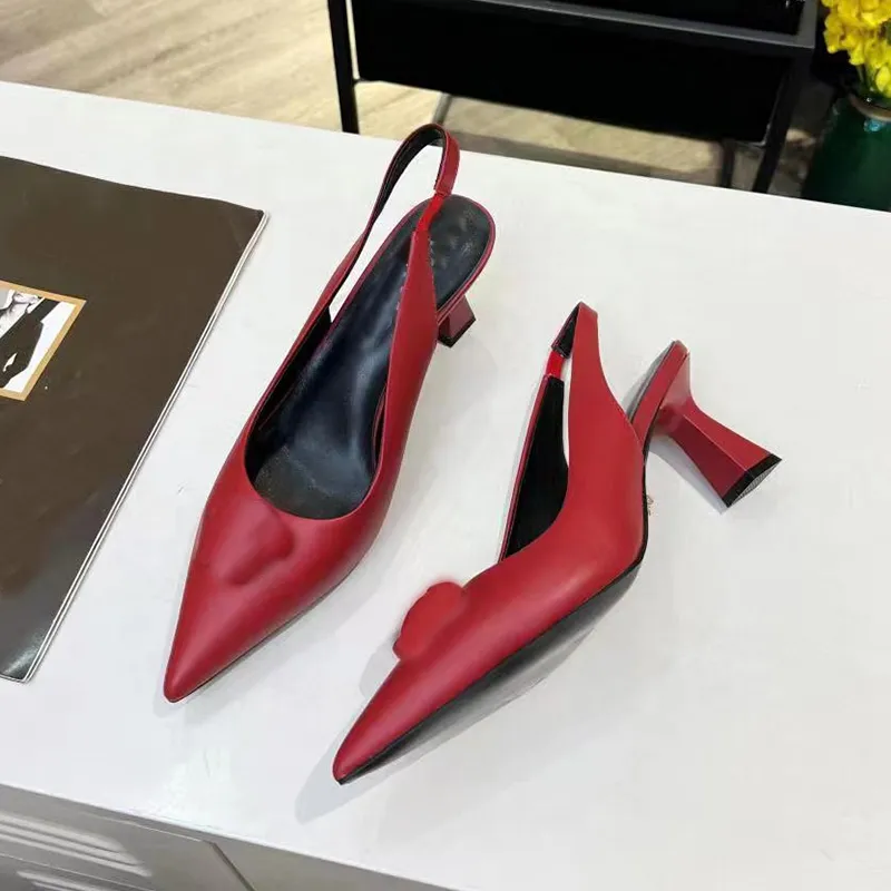 Designer high heels Hollow bun women`s patent leather chunky dress shoes Metal jewelry pointed party dress Wedding shoes Square toe sandals